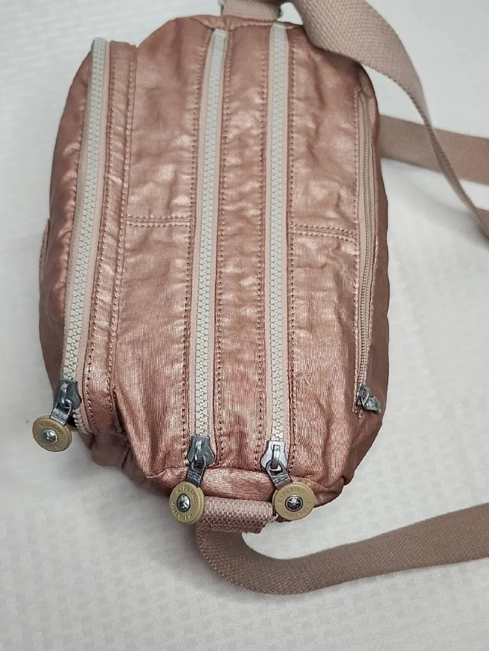 Kipling Rose Metallic Bag With  Monkey Keychain